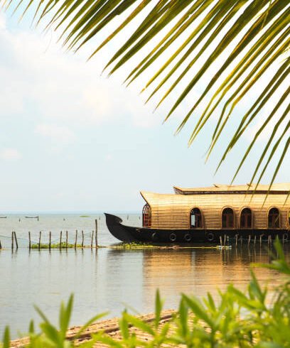 Traditional houseboat from the amazing Kumarakom Lake , Kerala, India.